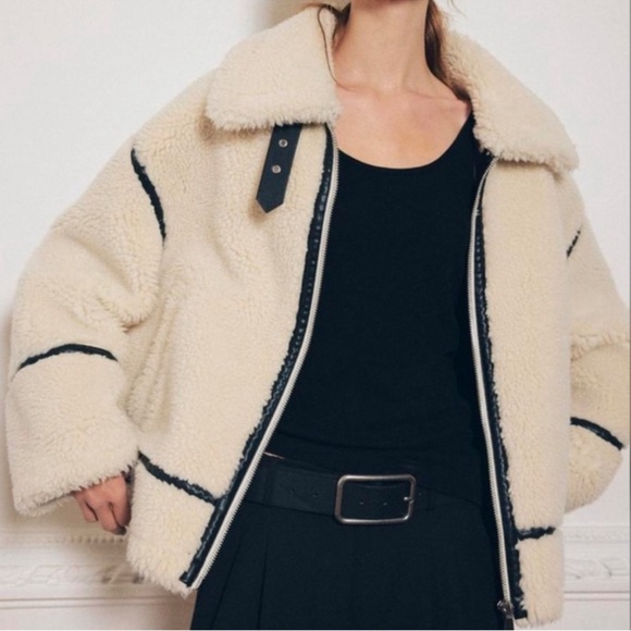 Zara Off White Sherpa Jacket - Picture 3 of 10